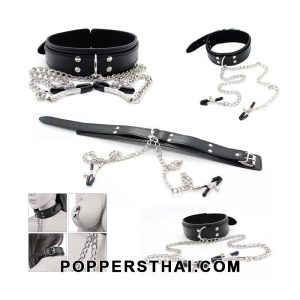 Nipple & Collar Bondage Set | เซ็ตคอสรัดและหนีบหัวนมสำหรับบีดีเอสเอ็ม